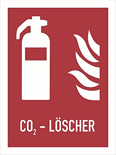 Stell Brandschutzzeichen Schild Feuerlöscher F001 CO2 -Löscher PVC 150x200mm signalrot