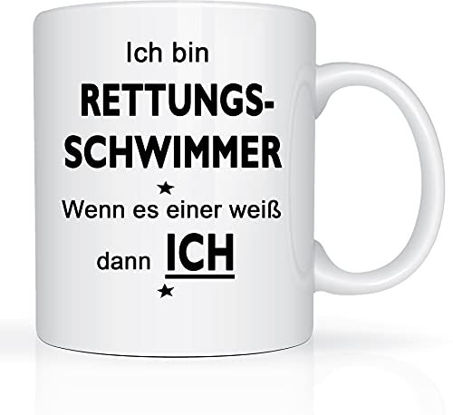 Print-Klex Berufstasse mit Rettungsschwimmer Motiv Bedruckt Rettungsschwimmer Tasse für Beruf Geschenk Kaffeebecher Geschenktasse Teetasse Arbeitstasse Arbeitsbecher mit Druck 330ml Beruf Tasse