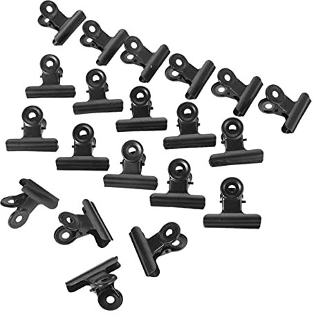Clips de reliure en métal, 20pcs 37 * 40mm Clips métalliques en métal Clips de charnière en métal Fichier Papier Pierre d'argent Pince pour étiquettes Sacs Boutiques Boutiques Bureau Home Cuisine Noir