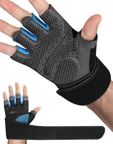 COFIT Fitness Handschuhe für Damen und Herren, Atmungsaktive Trainingshandschuhe rutschfeste Gewichtheben Handschuhe mit Handgelenk Unterstützung für Gym Übung, Krafttraining, Bodybuilding - Blau S