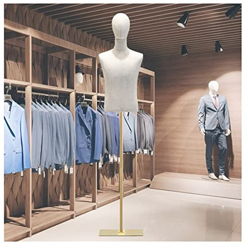 LXLIGHTS Schneiderpuppen Männlich Torso, Büste Anzeigen Halbe Skala Schaufensterpuppen Körper Kleiderordnung Mit Zerlegbar Kopf Aus Leinen für Boutique Bekleidungsgeschäft Display Mannequin, 3 Farben