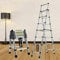6.5FT A-Frame Aluminum Extension Ladder Portable Foldable Anti-Slip 6+7 Steps Telescoping Ladder Collapsible Ladder with Handrails and Safety Lock 330lb Max Load for Household Daily Hobbies Repair