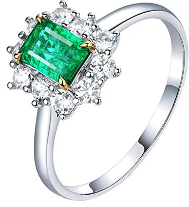 Dsnyu Trauringe Einzeln Damen 925 Silber Wedding Band Ring 1ct Labor Erstellt Smaragd Zirkonia Eheringe Trauringe 45 (14.3)