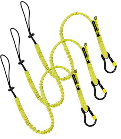 BearTOOLS New Yellow Safety Lanyard Tether With Captive Eye Screw Lock Carabiner Aluminum, Universal Adjustable Loop End, Stop the Drops Weight Limit 8KG / 17.6lb Fall Restraint (3)