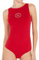 Emporio Armani Damen Emporio Armani Women's Body Brazilian Essential Studs Logo T Shirt, Ruby Red, M EU