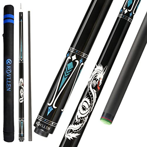 KONLLEN Carbon Fiber Pool Queue Wrapless Dragon Professional (Full Carbon Technology Low Deflection Billard Queues, 12,5 mm, 147 cm)
