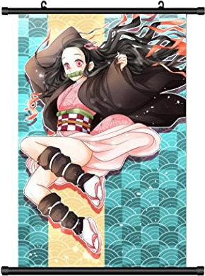 KARMA-X Großes 60x90CM Dämonen Slayer Rollbild | Anime Manga Stoffposter Wallscroll Poster | Wanddeko Geschenk | Nezuko