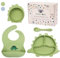 Lucky Koala® Coffret Repas Bébés en Silicone I Assiette et Bol avec Ventouse, Bavoir, Cuillères d'apprentissage I Qualité Alimentaire I Sans BPA I Coffret Cadeau