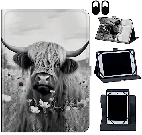for Nokia T10 Tablet Case/for Nokia T10 8 inch 2022 Tablet Case, 360 Degree Rotating Stand and Magnetic Closure Case for Nokia T10 (Model TA-1472) Tablet 8 inch 2022 Release,Highland Cow Ox Cattle