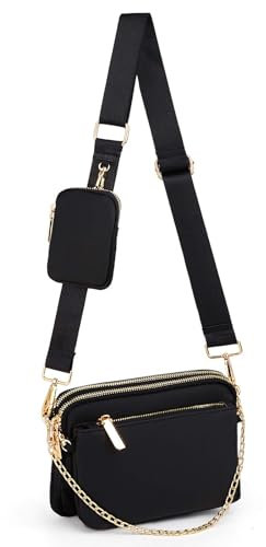 Cortelay Kleine Crossbody-Tasche für Damen, 3-in-1, trendige Schultertasche, modisch, Designer-Mini-Brusttasche, 01 Black PU, Small