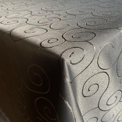 Tischdecke Hochwertig Tischdecken Stofftischdecke Tischtuch Ornamente dunkelgraue Tafeldecke Bügelarm Seidenglanz schnelltrocknend Bügelfrei Grau Eckig 90x90cm