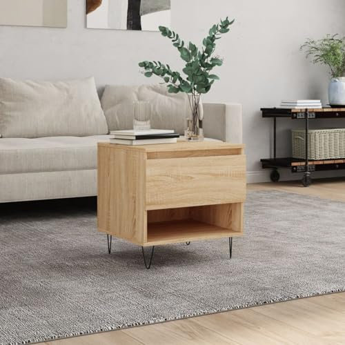 Homgoday Beistelltisch Sonoma Eiche 50 x 46 x 50 cm aus mehrschichtigem Holz, Gartentisch, Terrassentisch, Esstisch, Küchentisch, Gartentisch