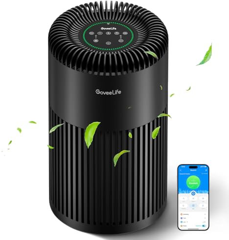 GoveeLife - Smart Air Purifier for Home, Large Room up to 1524 Sq.Ft, with Washable Filter, Built-in PM 2.5 Air Quality Sensor, Smart WiFi, Purifier