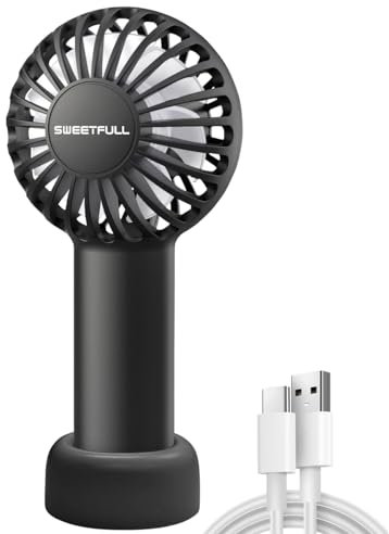 LULUWA Mini Ventilateur Portable, 3 Vitesses Puissant Rechargeable Petit Ventilateur Personnel pour Voyage Maquillage Cils Enfants Filles Femmes