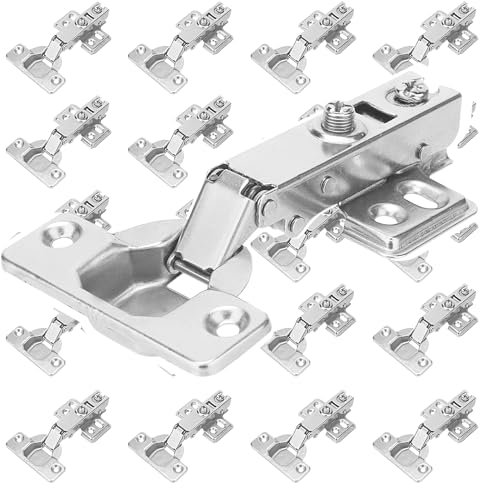MAHIONG 20 Pcs Cabinet Hinges, Kitchen Cupboard Door Mute Hinges with Screws, Full Overlay Soft Close Hinge for Kitchen Cabinet Wardrobe
