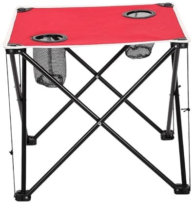 Camping Folding Table Outdoor Table Compact Iron Picnic Table for 1-2 Persons for Patio Hiking Garden Dining Party, red