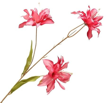 HUFFA 3 Lilien Blumen Simulation Blumenstrauß Hochzeit Arrangement Home Wohnzimmer Dekoration Ornamente Gefälschte Blumen(Rosy)