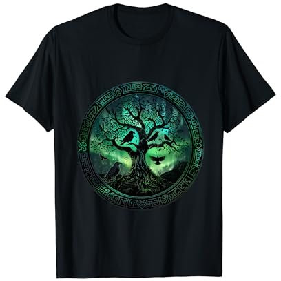 Hugin & Munin T-Shirt Raben Odins Wikinger Baum des Lebens T-Shirt