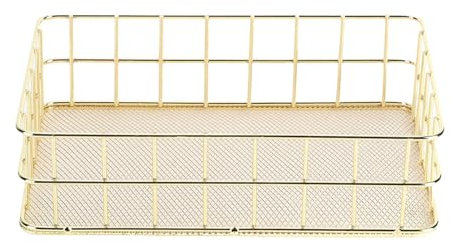 Wire Basket, Metal Wire Storage Basket Countertop Organization Rectangle Organizer Tray for Kitchen,Bathroom,Bedroom,Tabletop 24.5 x 16.5 x 6.5cm / 9.6 x 6.5 x 2.6in