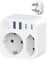 Adattatore da Viaggio Germania-India Con 4 USB (2 Type-C), 2 Adattatori per Uscita India, Spina Schuko a Tipo D per Sri Lanka, Nepal, Bianco