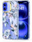 luolnh Case for iPhone 16 for Women Girls,Cute Clear Floral Pattern Hard Back Phone Cover for iPhone 16 6.1 inch 2024-Blue