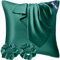 Seiwohl Satin Kissenbezug 80x80 2er Set, Weich wie Seidenkissenbezug Silk Pillowcase, Vegane Seide Kopfkissenbezug Kissenhülle Seidenkopfkissen für Haar und Haut mit Haargummis, Dunkelgrün