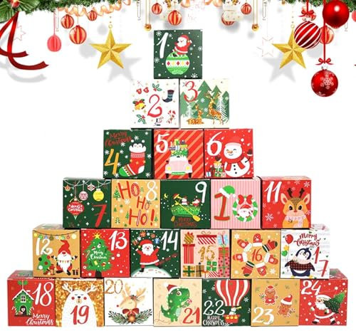 Weihnachts-Adventskalender 2024 Boxen, Weihnachts-Countdown-Kalender 2024 | Adventskalender bis 2024 Weihnachten nachfüllbare Boxen,24-tägiger Weihnachts-Adventskalender für, Mädchen, Kinder, Erwachs