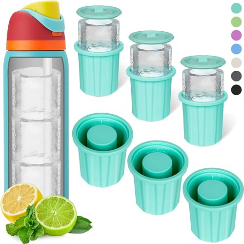 Ice Cube Tray for Owala FreeSip Bottle 24-40Oz, No White Residue, Easy Fill and Release Ice Maker, 3 Pcs Silicone Ice Cube Molds for Chilling Cocktails, Whiskey, Drinks, Coffee