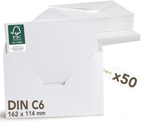 Falinko 150x Faltkarten mit Umschlag blanko weiß I Din A6/C6 I Faltkarten blanko I Briefumschläge weiß I neutrale Grußkarten mit Umschlag