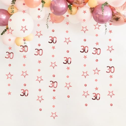 4 STK Roségold Deko Geburtstag Mädchen, 30 Geburtstagsdeko Jahre Mädchen, 30 Geburtstag Frauen, Happy Birthday Deko, 30er Geburtstagsdeko, 30 Glitzer Deko (30)