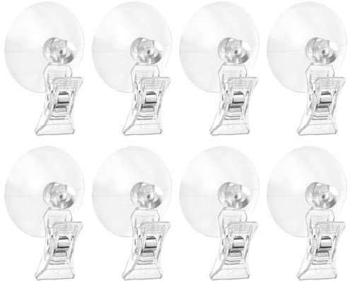 Clip a ventosa per | 8 clip a ventosa per vetri di finestra | supporto a ventosa per bagno | clip a ventosa da cucina, espositore pubblicitario Pop | supporto a pinza a V