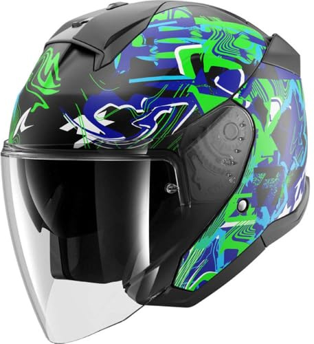 SHARK, Jet Motorradhelm SKWAL JET PRANZ Black Green Blue KGB, M
