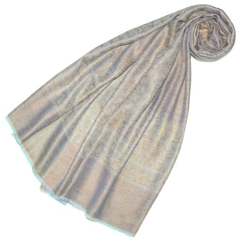 Lorenzo Cana Luxus Wollschal Seidenschal Damenschal Schaltuch Schal jacquard gewebt Naturfasern 50% Wolle 50% Seide Beige Hellblau Gelb 78577