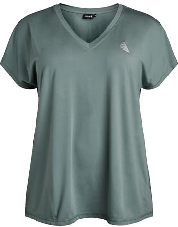 Zizzi Active by Große Größen Damen T-Shirt mit V-Ausschnitt Gr Gr XL Balsam Green - Plus Size Damen Kleidung