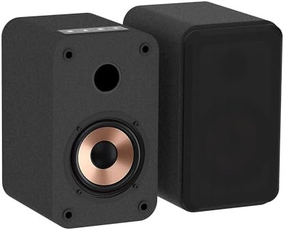 HANLIM 3 Aktive Bluetooth Regallautsprecher - 30W Lautsprechereinheit für PC - Regallautsprecher im Holz-Gehäuse - Bluetooth, USB, AUX, Kopfhörerbuchse - Desktop Lautsprecher (Paar, Schwarz)