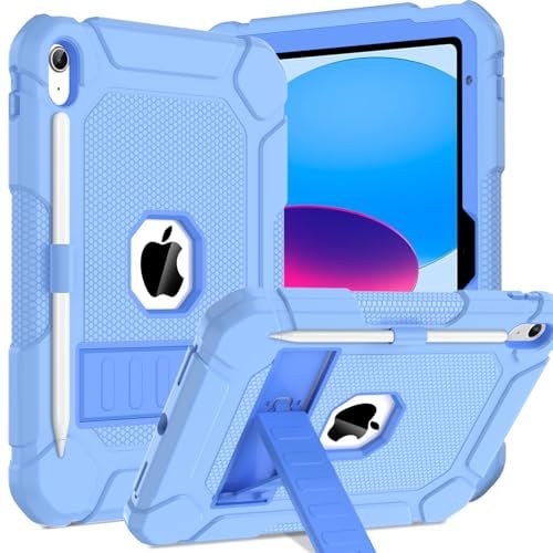 TOPWANT Case for iPad (A16) 11th/10th Generation (11/10.9 inch) 2025/2022, Heavy Duty Shockproof Rugged Protective iPad 11th/10th Generation Case with Kickstand & Pencil Holder, Blue