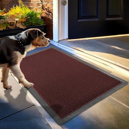 Muddy Mat® Meshy Mat™ Door Mat Heavy-Duty Quick-Dry Floor Mat, Sand & Dirt Trapper for Indoor & Outdoor, Ideal for Entrance, Mudrooms,Patios & Garages,Low-Profile,Non-Slip,Washable– Red 23x35x0.4