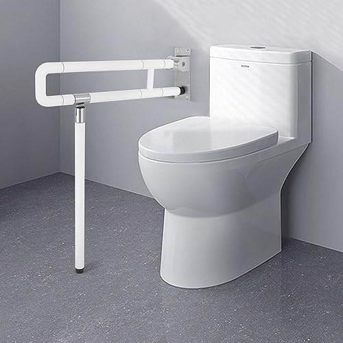 Faltbarer Badezimmer-Griff Wandhalterung Toilettengriff Faltbarer Edelstahl-Duschhandlauf für Ältere, Behinderte & Senioren 60cm, L-Form, 220lbs