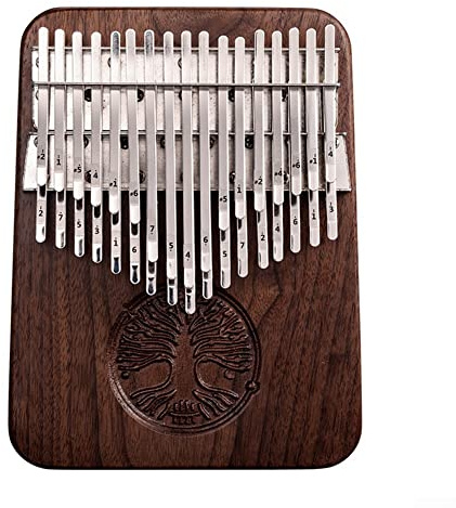 Elegante Kalimba mit 34 Tasten aus schwarzem Walnussholz, komplett mit Tasche und Musikwerkzeugen für Auftritte (Taste B)