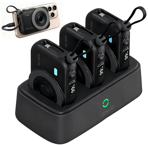 Domars Power Bank 3x10000mAh Magnetic Power Bank Fast Charging,Dual Built-in Type-C & Apple Cables,LED Display, Super Fast Charging, 9 Protections for iPhone Air/17/16/15 Series (Black)