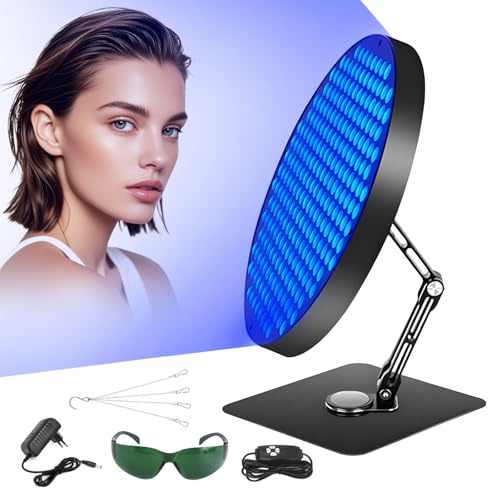 Bräunungslicht Solarium, Solarium für Zuhause 50W Tischplatte 460NM Bräunungslampe mit 250 Leds Blaues Licht Gesichtsbräunungslampe 360° Verstellbare Gesichtssolarium mit Zeitschaltuhr
