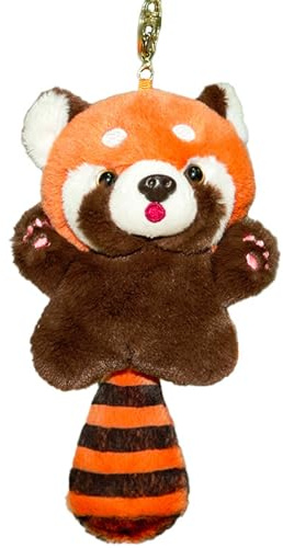 Peluche Panda, Roux 10 cm Adorable Breloque Pour Sac Porte-Clés Animal en Peluche Mignon Pendentif Cadeau