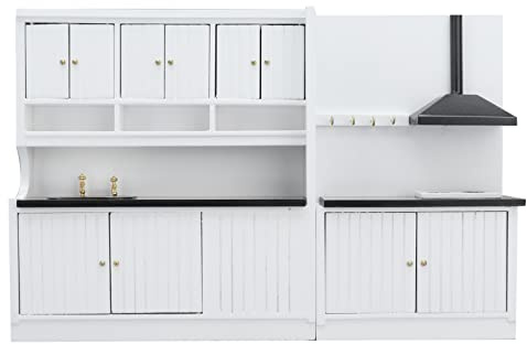 Colección de Muebles de Cocina de Madera en Miniatura SustVita Que Incluye un Juego Completo de Accesorios de Cocina para casa de muñecas, un Juego Completo de Cocina para casa de