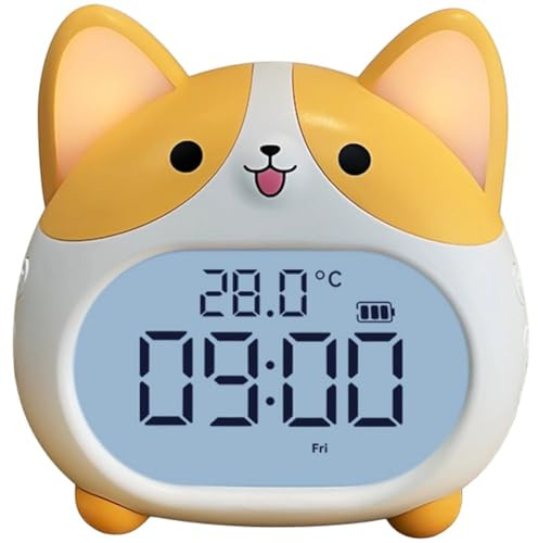 Ymxygz Réveil pour Enfants - Réveil Chien Mignon avec Veilleuse - Réveil Numérique Rechargeable pour Chambre d'enfant