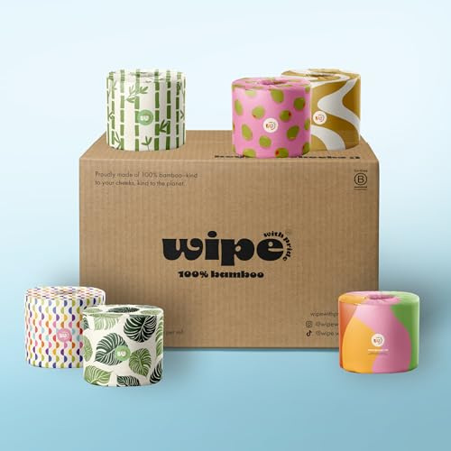 Wipe With Pride 100% Bamboo Toilet Paper, 48 Rolls, 3 Ply Soft & Strong Toilet Roll, 370 Sheets Per Roll, Plastic Free Packaging, Sustainable Eco-Friendly Bathroom Essential.