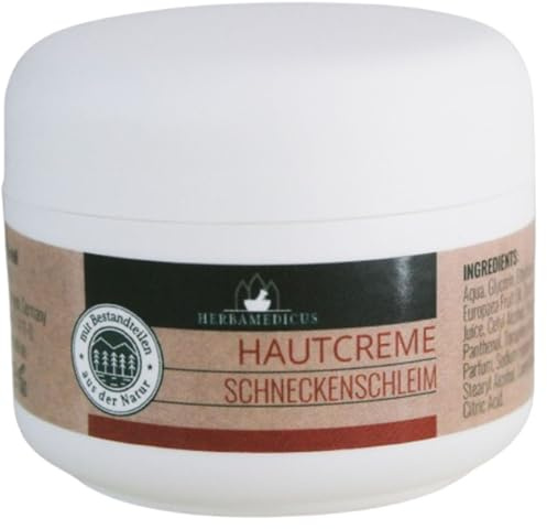 Herbamedicus Hautcreme Schneckenschleim 50 ml – Feuchtigkeitsspendende Pflege mit Hyaluron, Panthenol & Aloe Vera