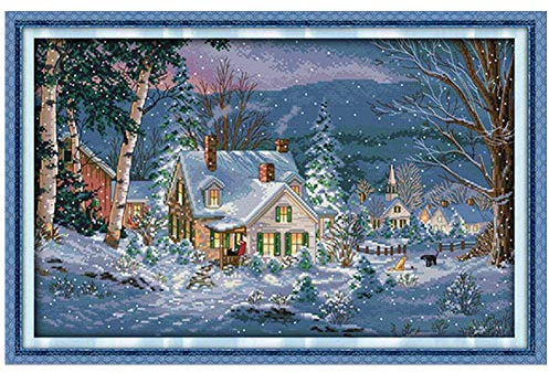 Cleana Arts Stickpackungen, Die verschneite Nacht von Weihnachten, 11CT Gezählt(70cm×47cm)