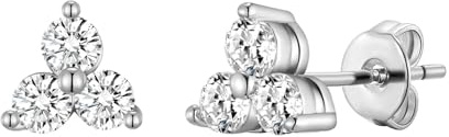 Philip Jones Silver Plated Three Stone Earrings Created with Zircondia® Crystals