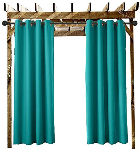 ChadMade Rideau Extérieur Imperméable Turquoise L 254 x H 259 CM, Rideau a Oeillets (Passe-Fil) pour Facade Avant de Pergola Cabana pour Couvrir Le Quai Gazebo et L'accueil de la Plage （1 Panneau）