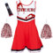 Zombie-Cheerleader-Kostüm für Frauen. Cheerleader-Outfit mit Pom-Poms. Ideal um als toter Cheerleader herumzugehen. Toll as Faschingskostüm zu High School Musical oder Halloween.